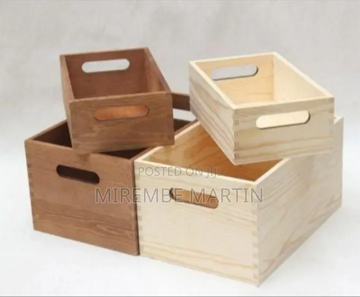 Versatile Wooden Storage Crate With Integrated Handles (2-Pack)