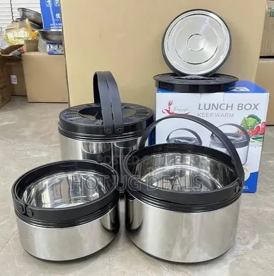 3Pcs Stainless Steel Lunch Box Warmers 2.5L, 5L 8L