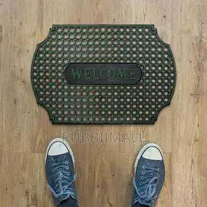 Heavy-Duty, Anti-Slip Black Rubber "WELCOME" Doormat