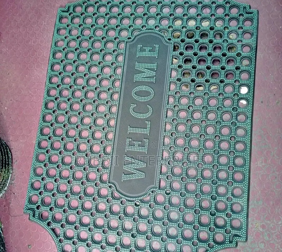 Heavy-Duty, Anti-Slip Black Rubber "WELCOME" Doormat