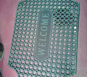 Heavy-Duty, Anti-Slip Black Rubber "WELCOME" Doormat