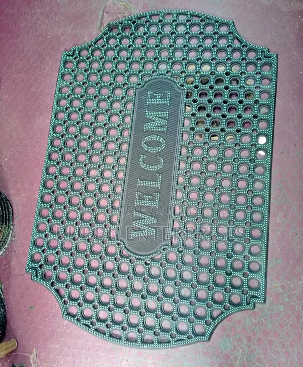 Heavy-Duty, Anti-Slip Black Rubber "WELCOME" Doormat
