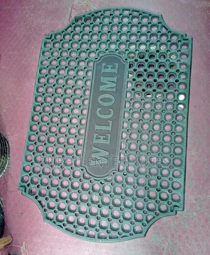 Heavy-Duty, Anti-Slip Black Rubber "WELCOME" Doormat