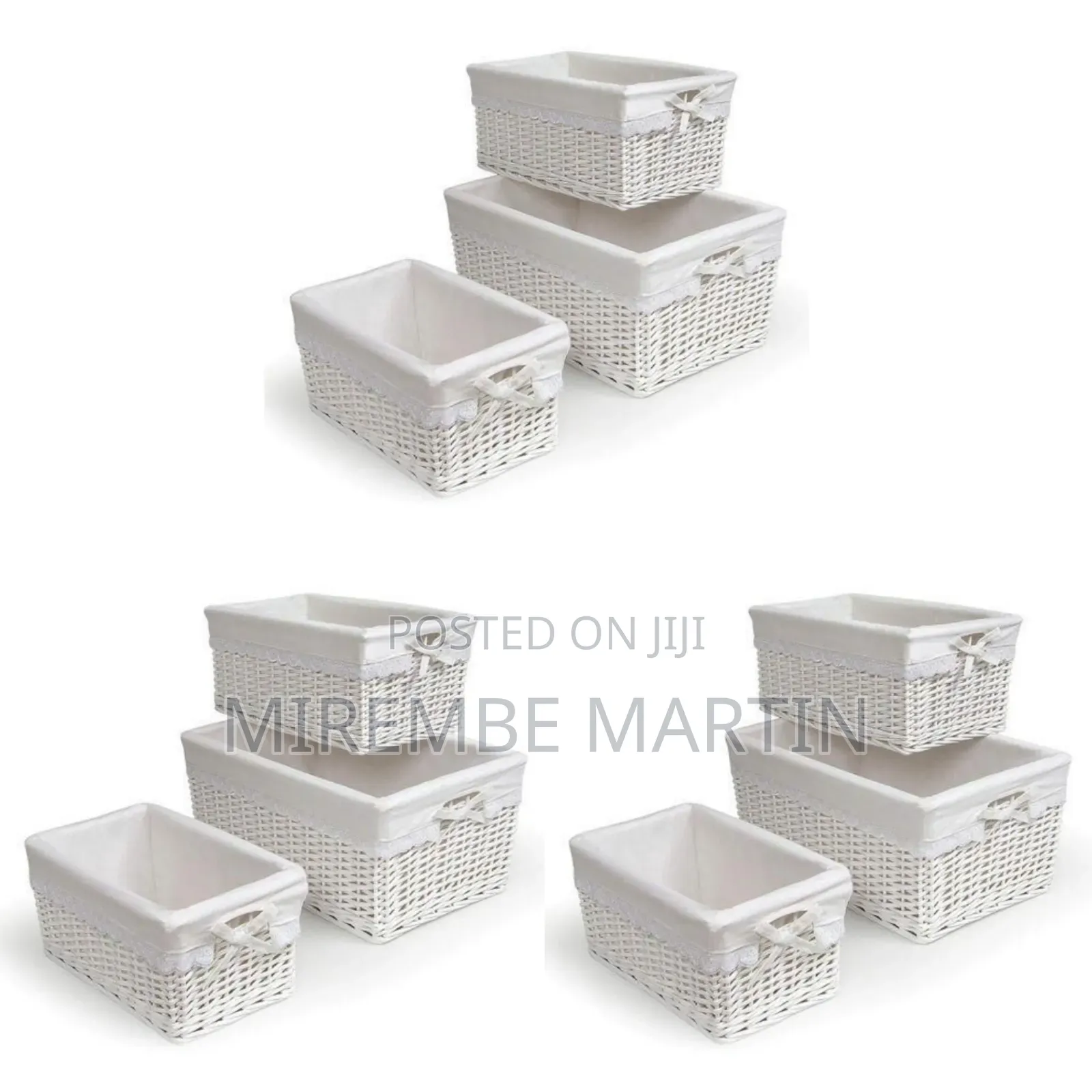 Wicker Storage Basket Set With Liners (Set of 3)