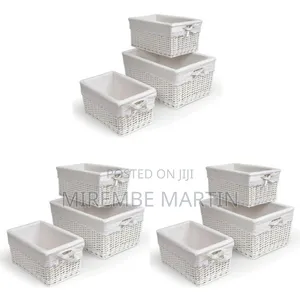 Wicker Storage Basket Set With Liners (Set of 3)