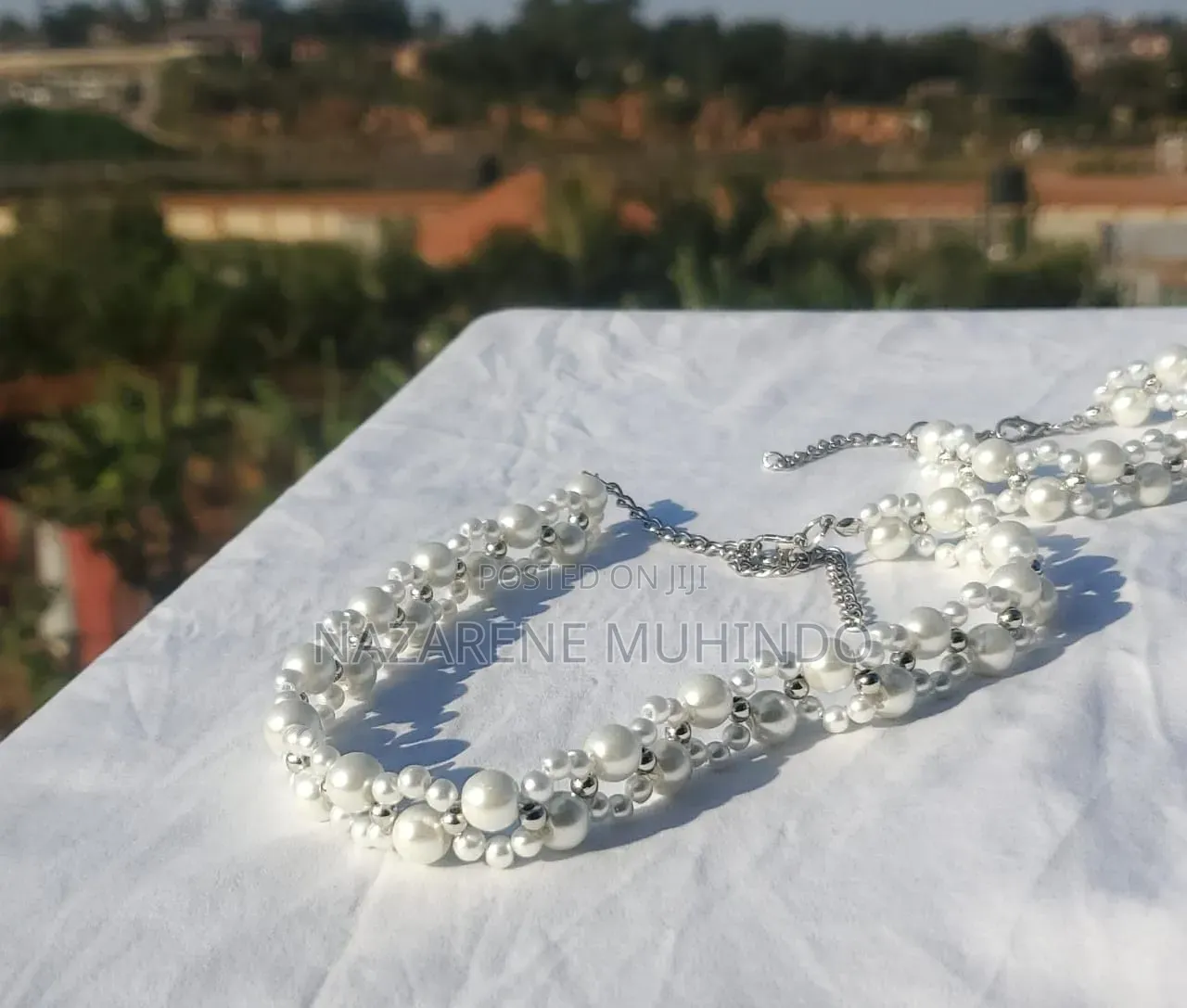 Pearl Necklace and Bracelet Set