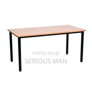 Wooden Top Tables With Black Metal Folding Legs.