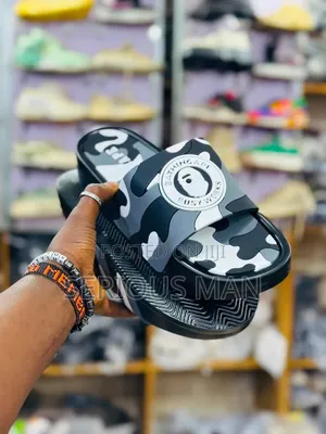 The a Bathing Ape ABC Camo Slide Sandals in Blue