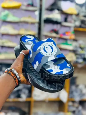 The a Bathing Ape ABC Camo Slide Sandals in Blue