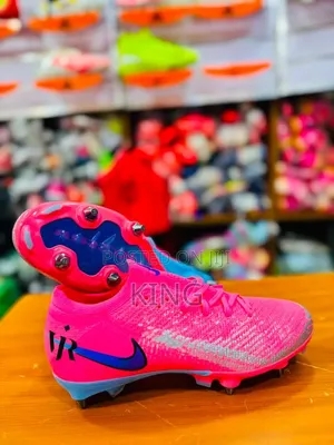 Vibrant Pink and Blue Nike Air Zoom Mercurial Vapor Vini Jr. Signature