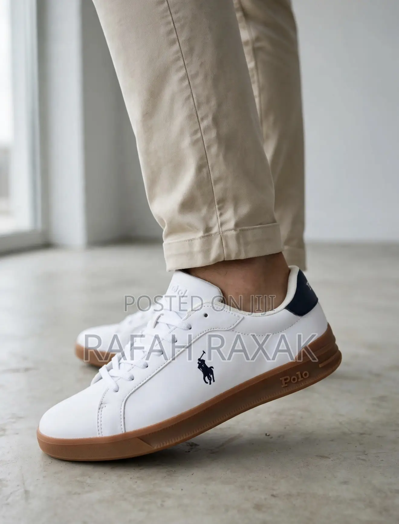 Classic White/Brown Polo Ralph Lauren HRT Court 2 Tennis Shoes