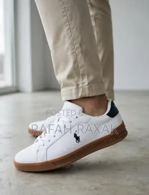 Classic White/Brown Polo Ralph Lauren HRT Court 2 Tennis Shoes