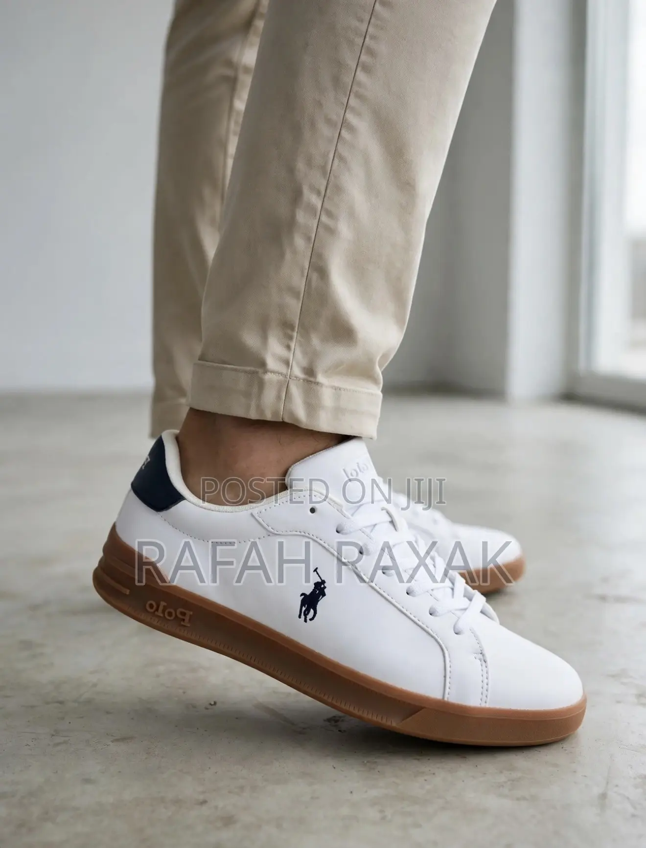 Classic White/Brown Polo Ralph Lauren HRT Court 2 Tennis Shoes