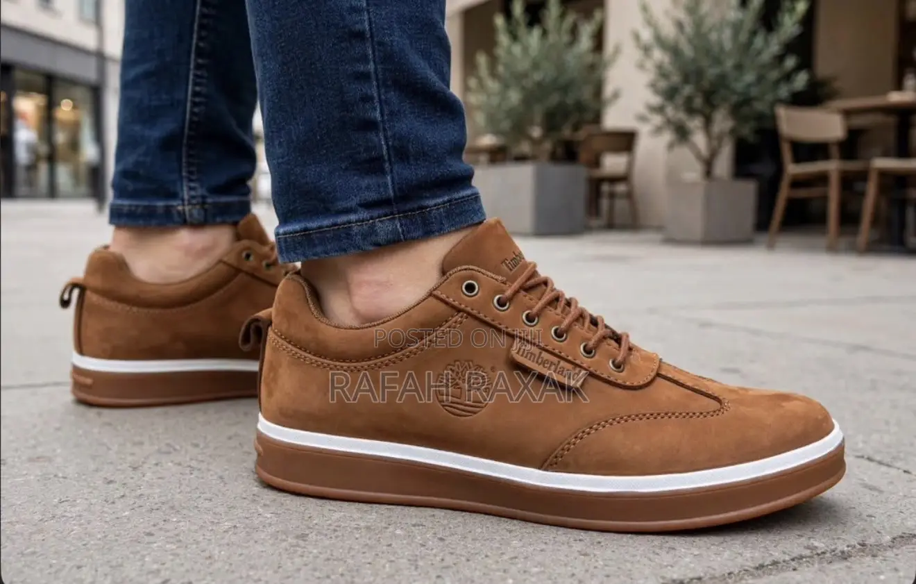 Original Brown Timberland Low-Top Leather Casual Sneakers