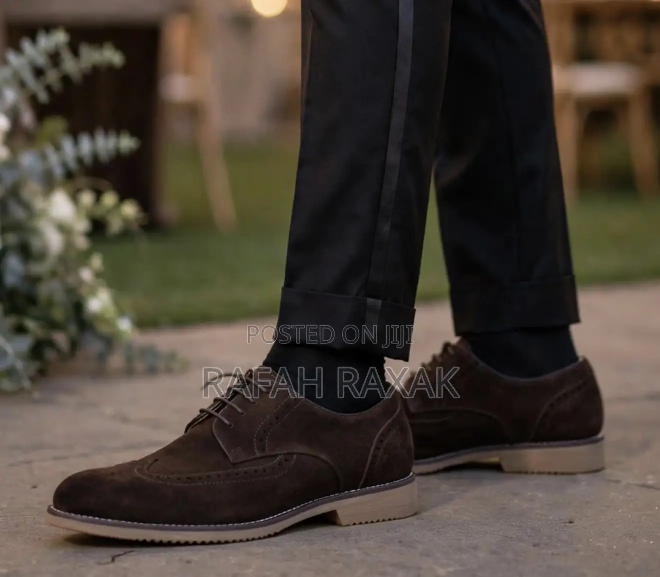 Men’s Classic Dark Brown Suede Formal Wingtip Brogue Oxford Shoes