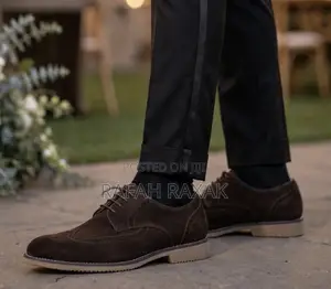 Men’s Classic Dark Brown Suede Formal Wingtip Brogue Oxford Shoes