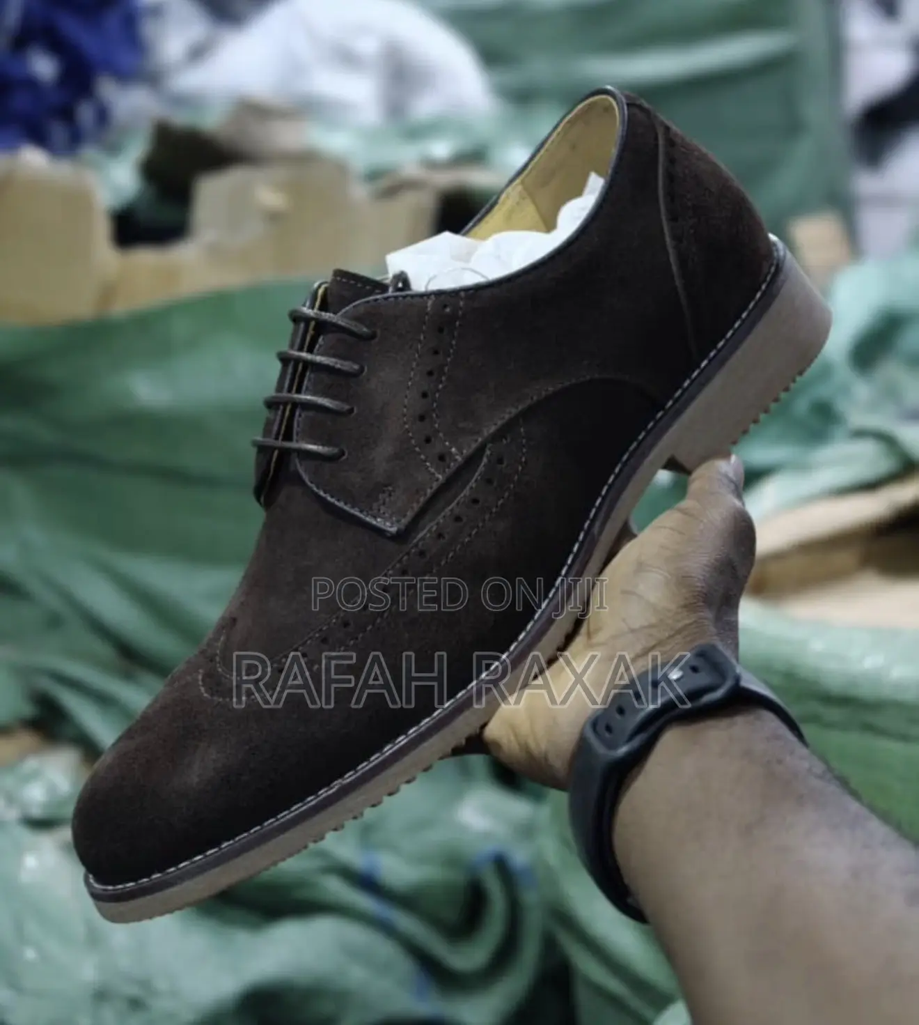 Men’s Classic Dark Brown Suede Formal Wingtip Brogue Oxford Shoes