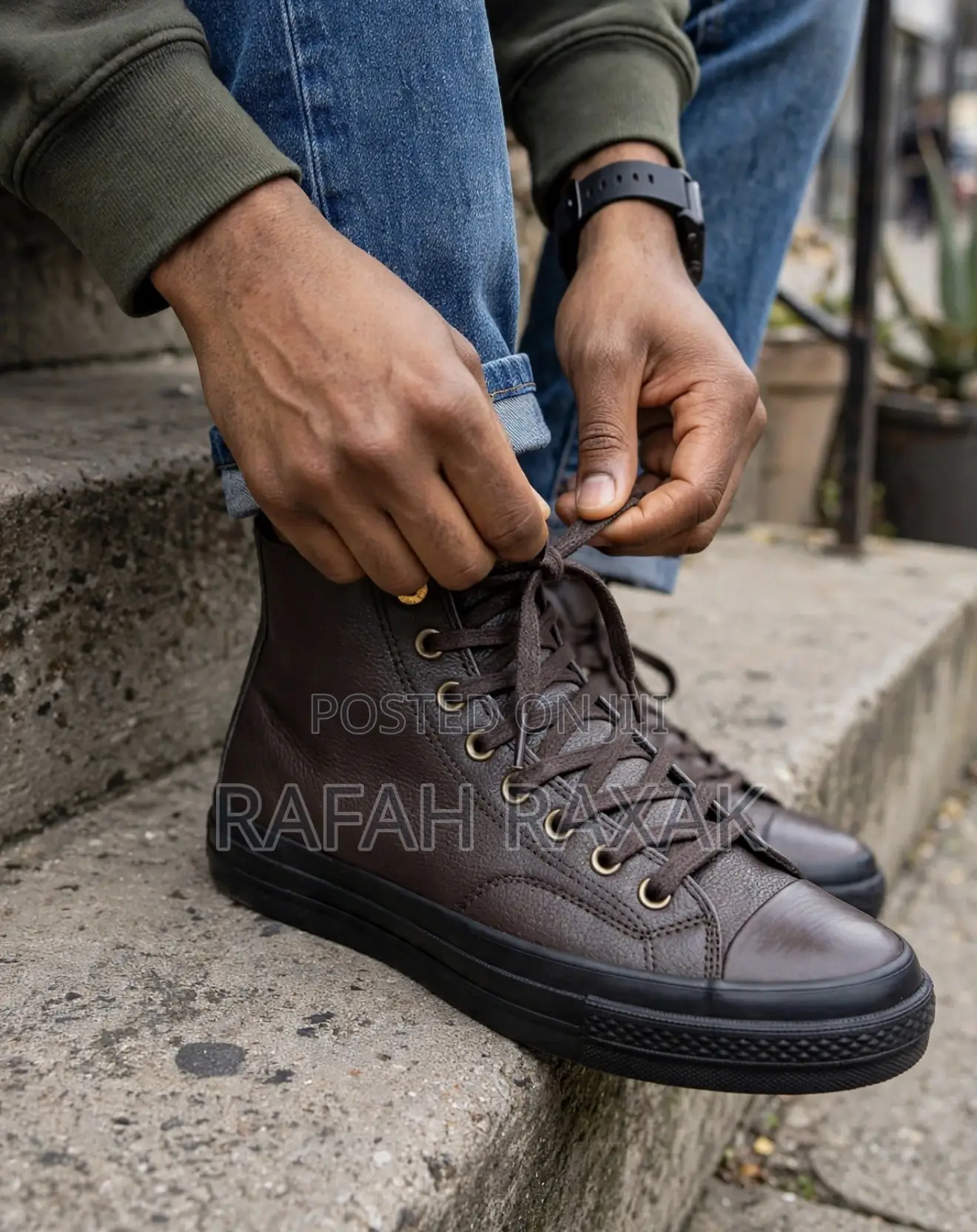 Original Coffee Brown Leather All-Star Converse Chuck Taylor Hi Shoes
