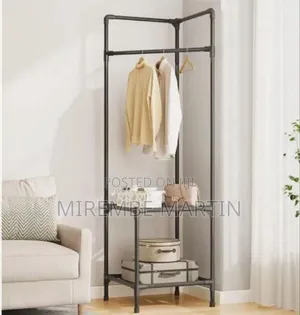 Industrial Corner Garment Rack and Storage Organizer