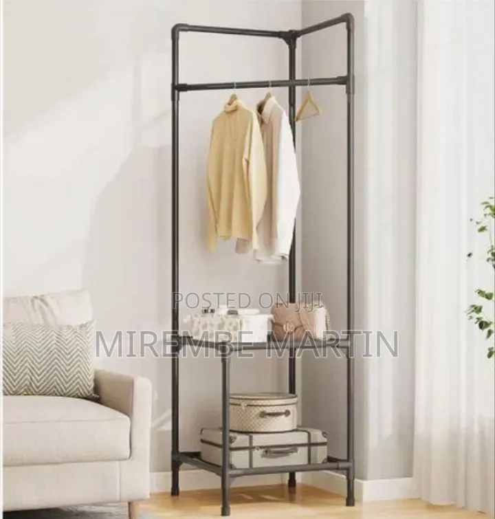 Industrial Corner Garment Rack and Storage Organizer