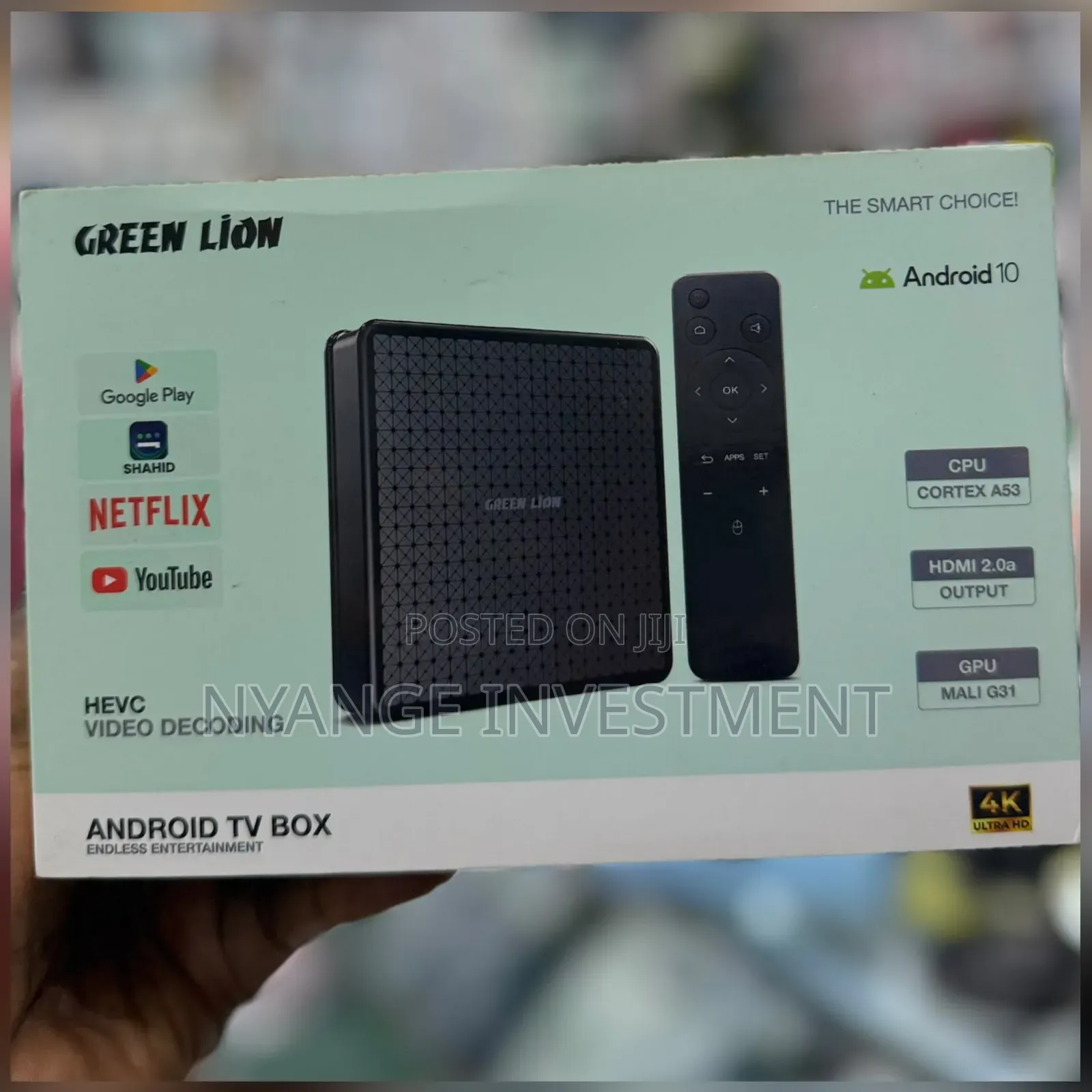Green Lion Android TV Box a Smart Media Powered by Android 10.