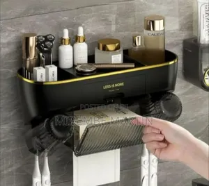 Sophisticated Wall-Mounted Bathroom Organizer and Storage Station