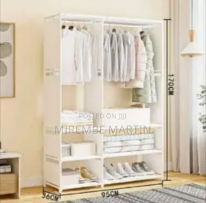 Double-Row Portable Clothes Storage Wardrobe