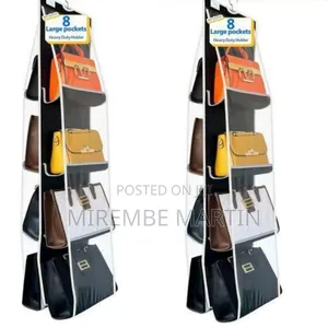 Space-Saving Hanging Handbag Organizer With Eight Pockets