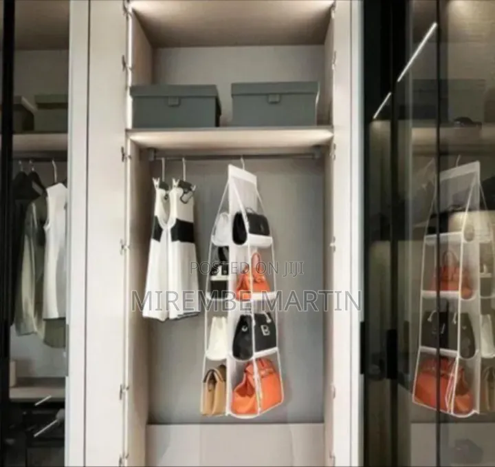 Space-Saving Hanging Handbag Organizer With Eight Pockets