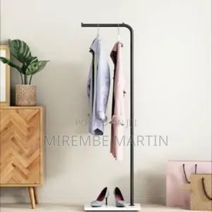 Freestanding Modern Garment Rack With Storage Base