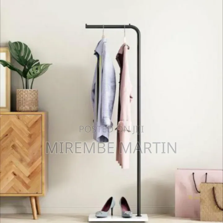 Freestanding Modern Garment Rack With Storage Base