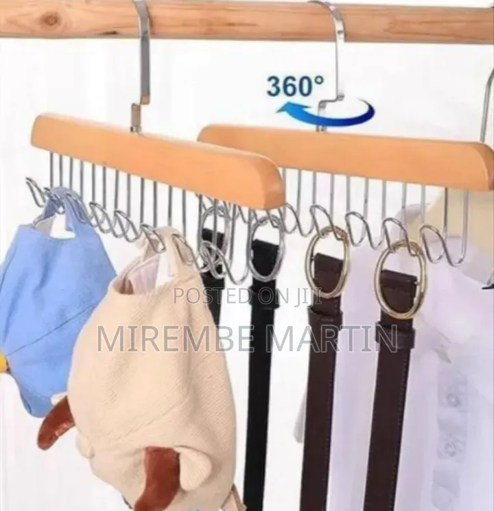 Wooden Closet Accessory Organizer Rack for Belts, Bags, and Ties