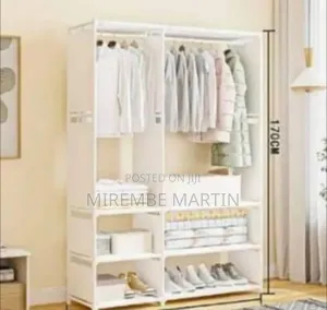 Spacious Double-Row Portable Fabric Wardrobe With Storage Shelves