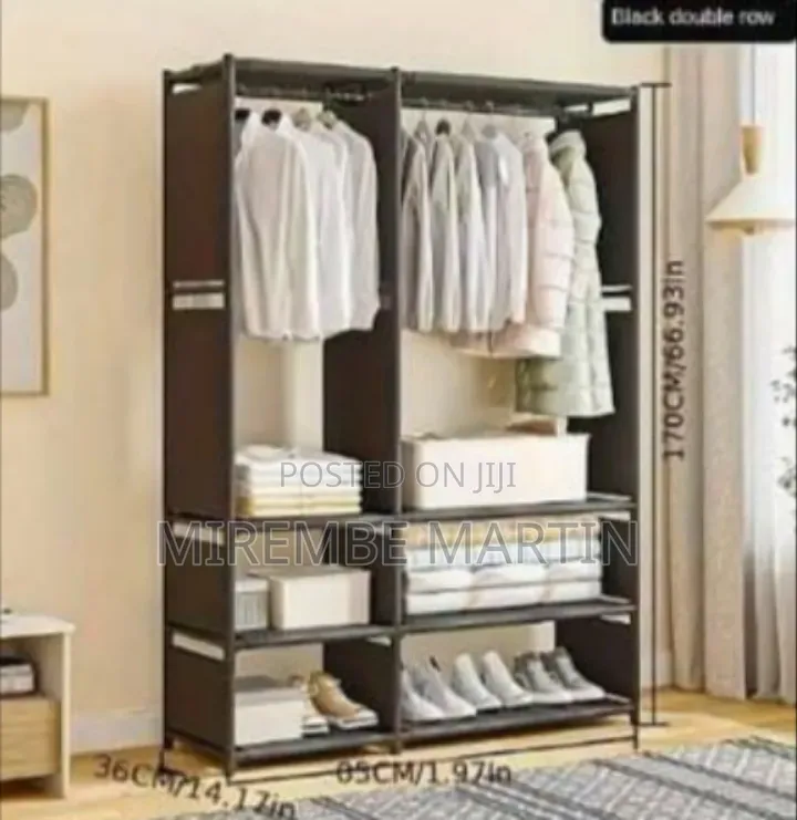 Spacious Double-Row Portable Fabric Wardrobe With Storage Shelves