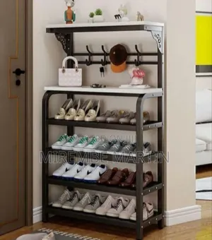 Multi-Tier Entryway Organizer Rack With Shoe Storage Hanging