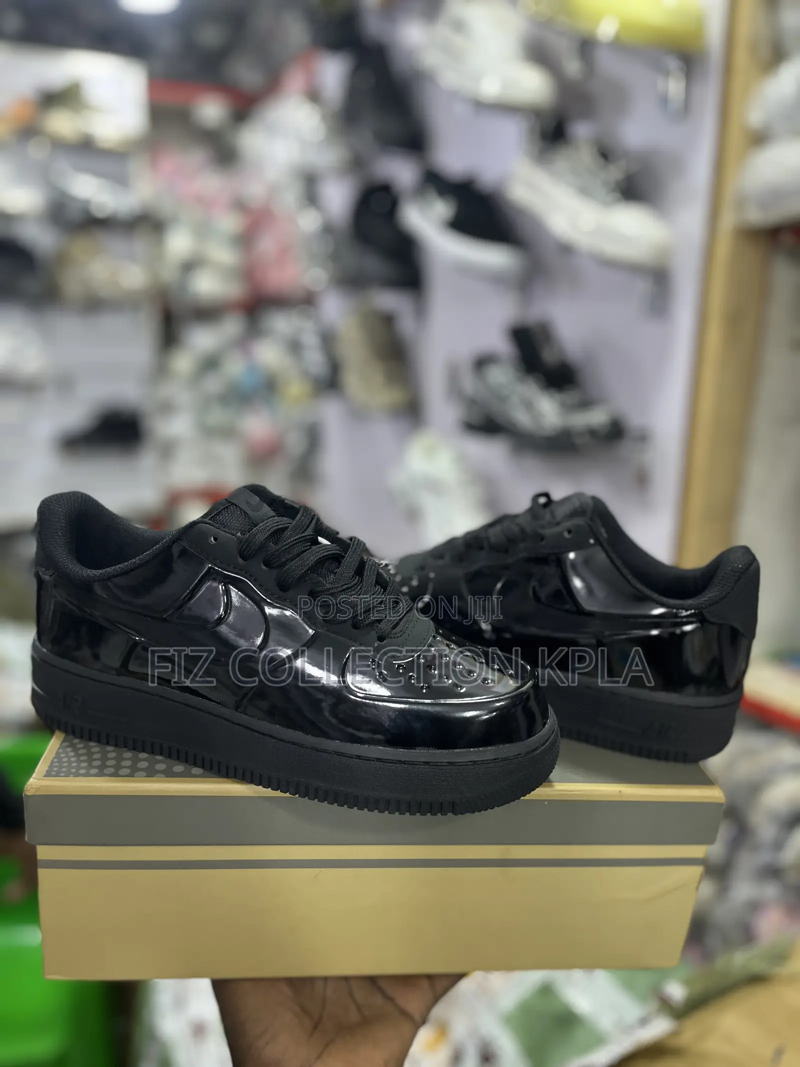 Nike AF1 Low Black Patent All Black Sneakers