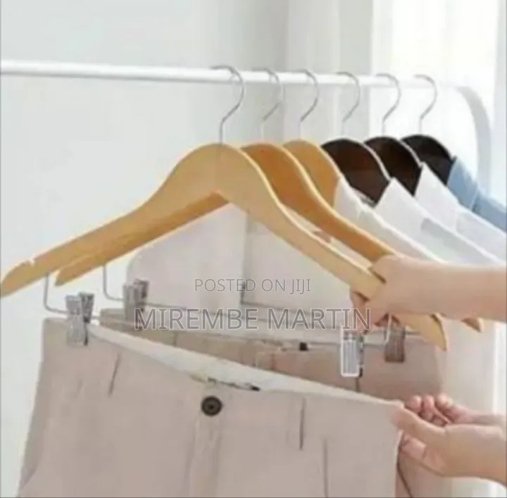 12 Pack of Wooden Hangers With Metal Clips