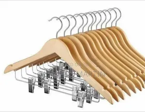 12 Pack of Wooden Hangers With Metal Clips