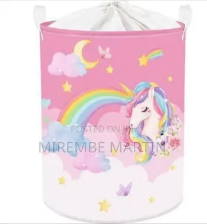 Whimsical Unicorn Fabric Storage Hamper With Drawstring Closure