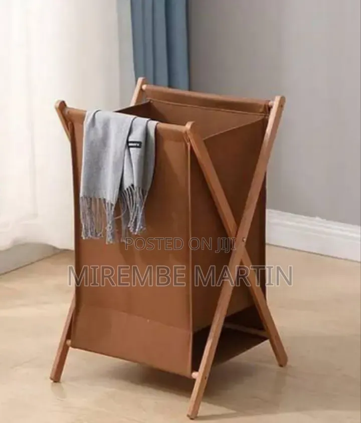 Minimalist Folding Laundry Hamper With Wooden Frame