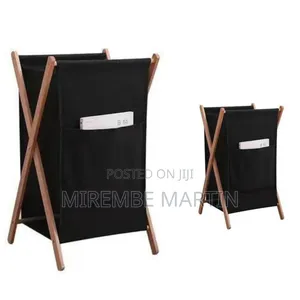 Minimalist Folding Laundry Hamper With Wooden Frame