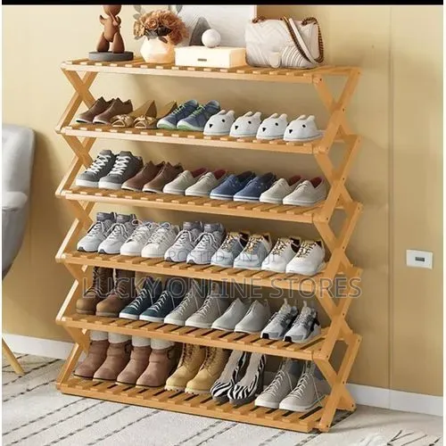 6 Layer Bamboo Foldable Shoe Rack