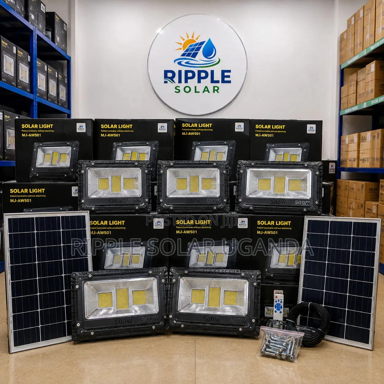 500W Solar Security Floodlight With Panel Outdoor LED Lamp