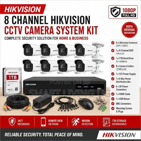 Hikvision 8CH CCTV Surveillance Kit With 8 Cameras DVR