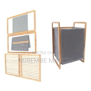 Modern Bamboo Laundry Hamper With Removable Fabric Liner