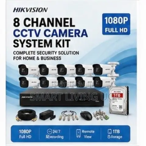 Complete Hikvision CCTV Kit – 8 Cameras, DVR, HDD Accessories