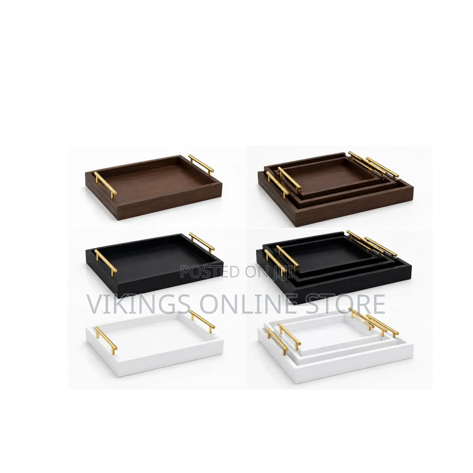 3pc Colored Wooden Trays