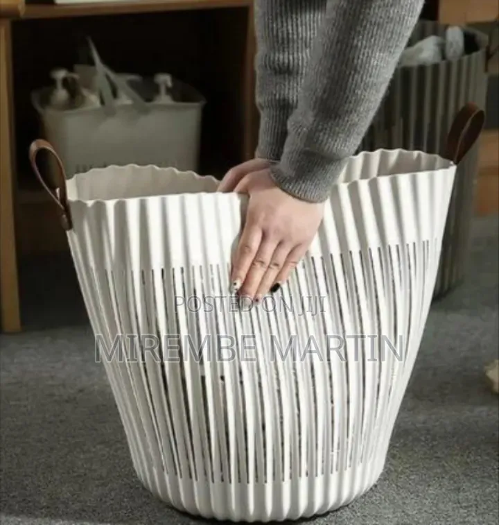 Modern Pleated Storage Basket With Flexible Handles