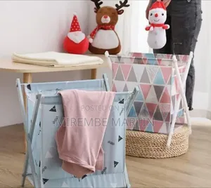 Foldable Laundry Hamper / Storage Basket With Geometric Pattern