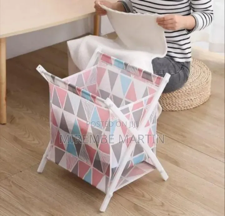 Foldable Laundry Hamper / Storage Basket With Geometric Pattern